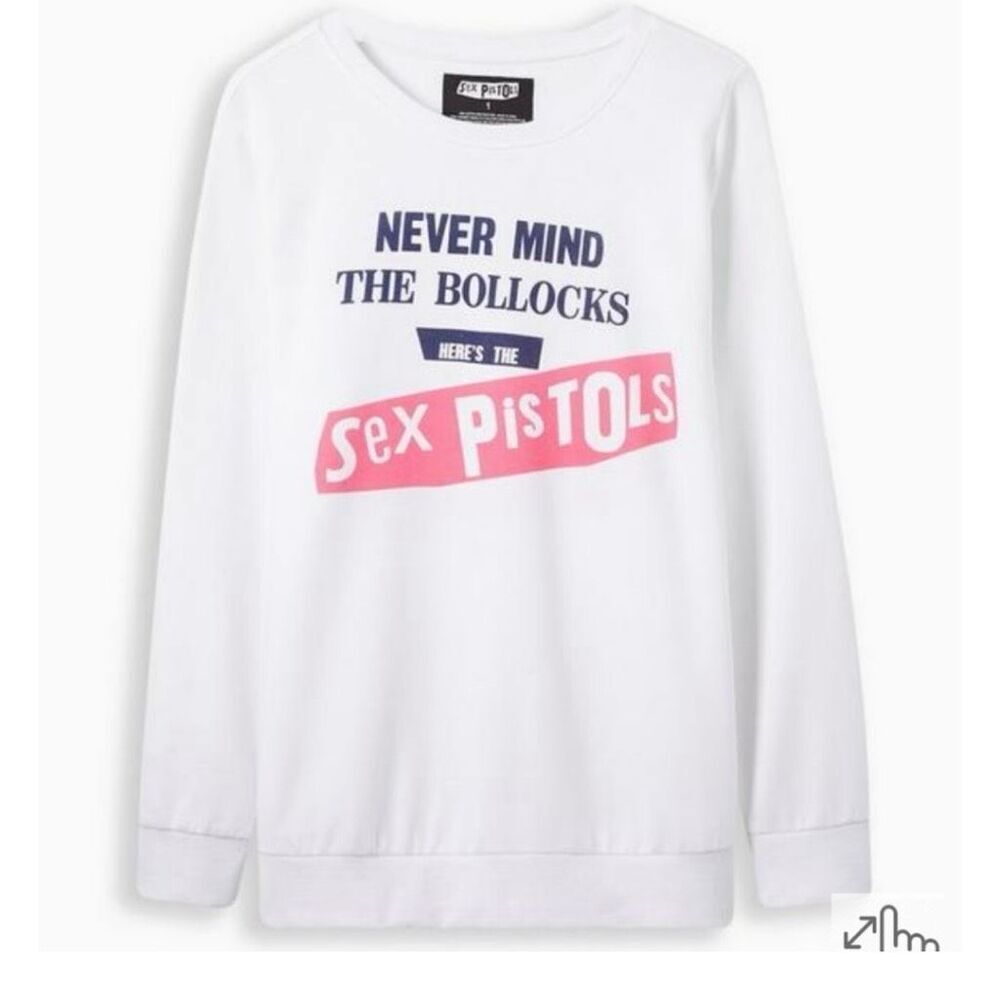 NWT Torrid Cozy Fleece Sex Pistols Graphic Sweatshirt (White) - 1X